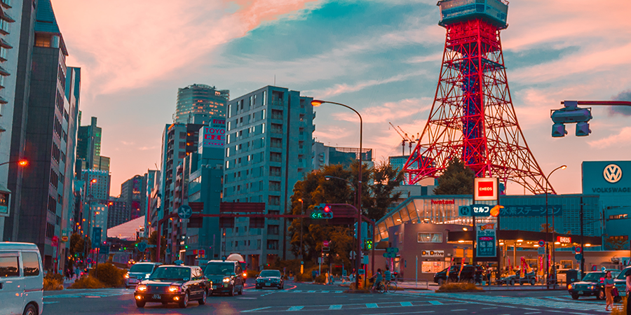 Tokyo Tower on street level