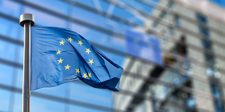 European Union Flag in front of institutional building